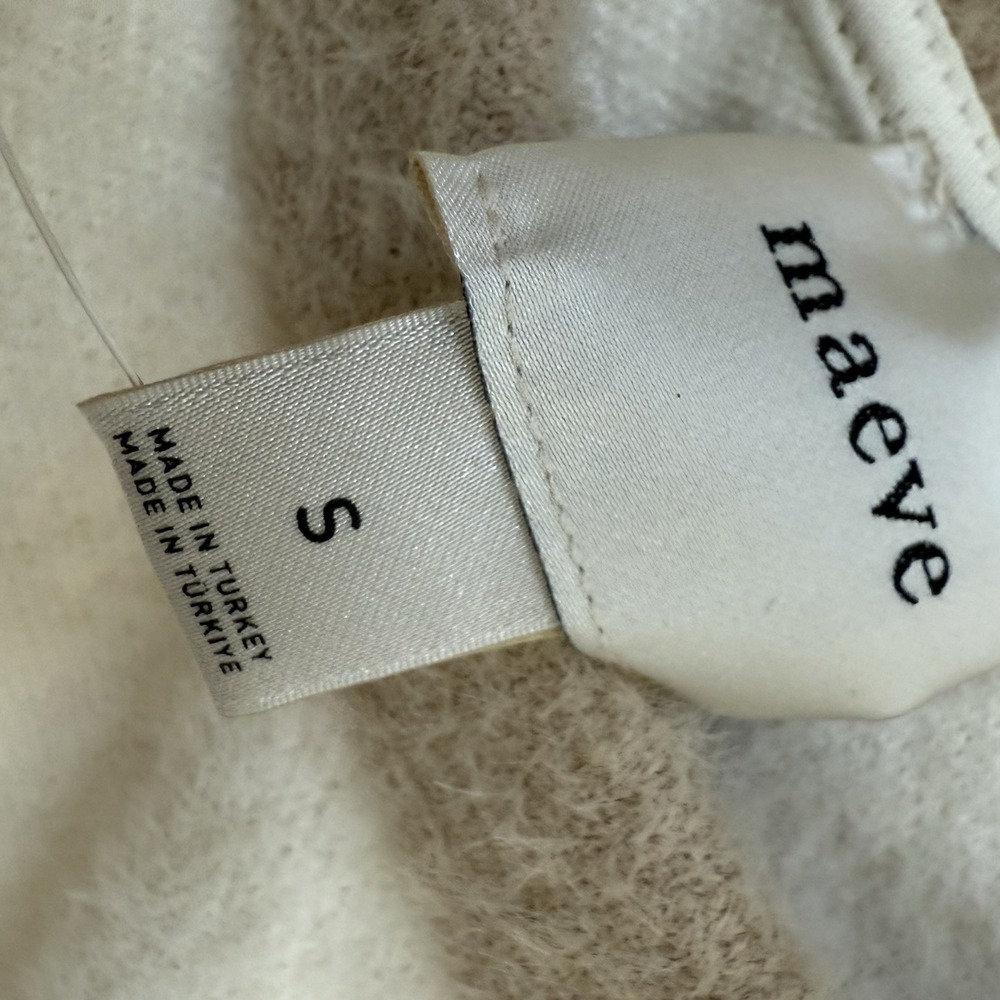 Maeve Cozy Ringer Sweatshirt Women S Ivory Beige Trim $118 New with tags - Picture 4 of 10